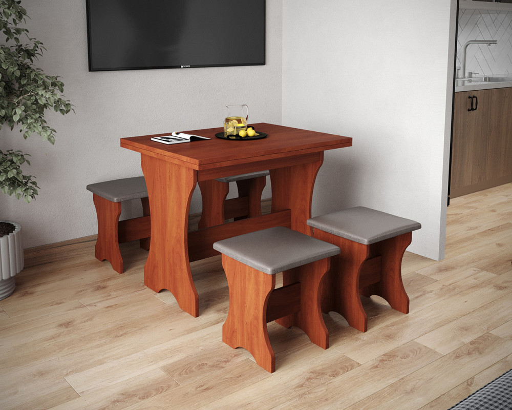 Стол на кухню и 4 мягких табурета (комплект) - Яблоня Львов - изображение 4