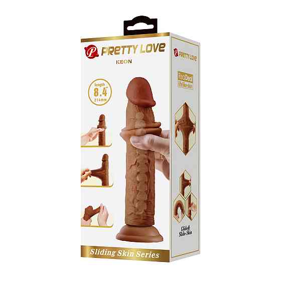 Фалоімітатор PRETTY LOVE - KEON 8.4(214mm) Sliding Skin Series TPR, Suction base Bendable Sex Aura Київ
