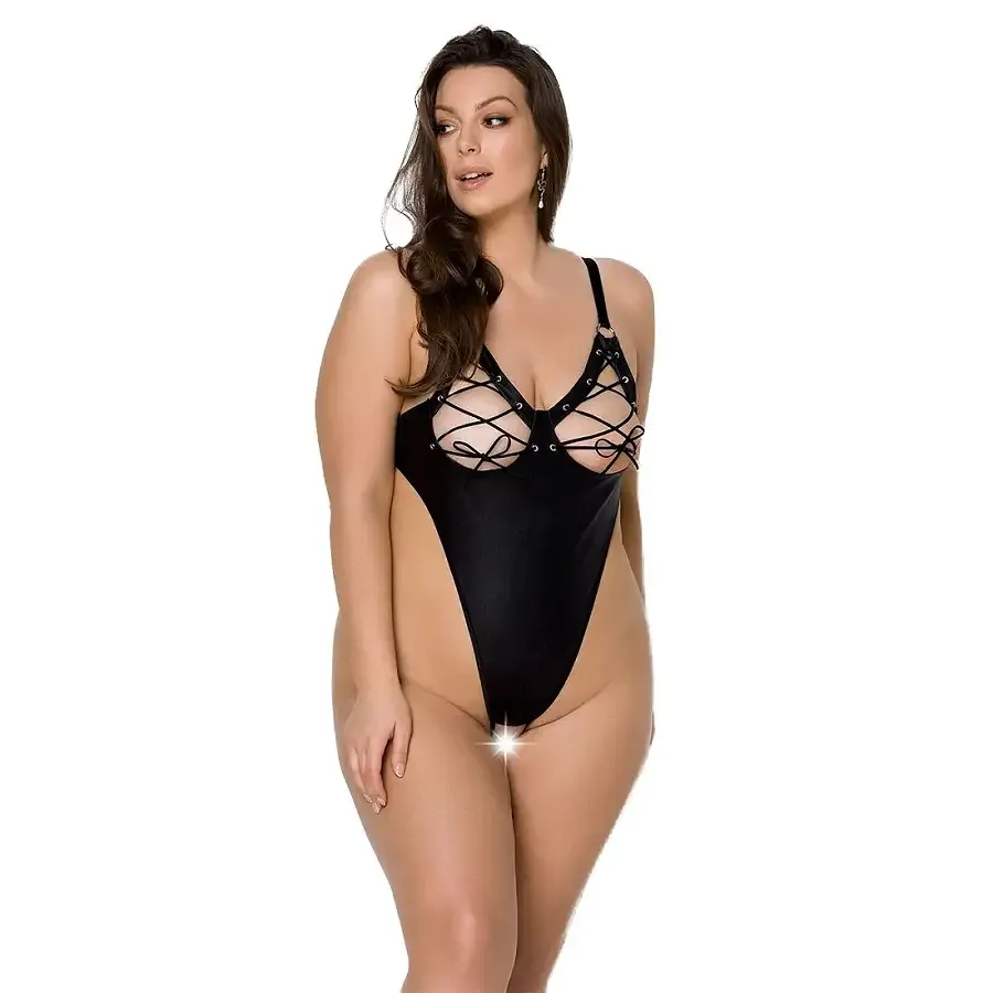 Боді з екошкіри Passion CELINE BODY 4XL/5XL black, з доступом, відкритий Львов - изображение 1