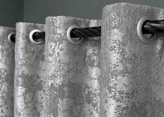 Комплект штор на люверсах VR-Textil Жакард Sultan YL № 1668ш Сірий 150х250 см 2 шт (37-0169) Київ