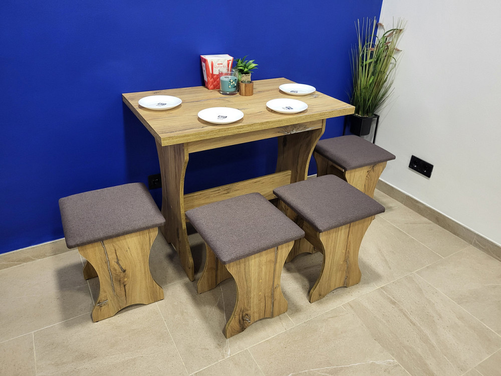 Стол на кухню и 4 мягких табурета (комплект) Дуб Флагшток Львов - изображение 4