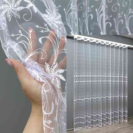 Тюль фатин з вишивкою колір холодний білий 1729т Київ