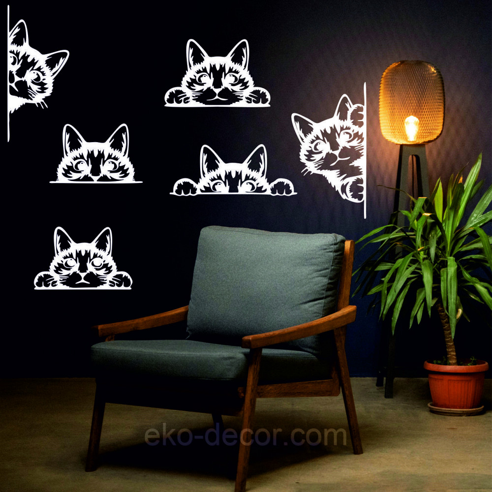 Декоративное настенное 3D Панно «Кот» Декор на стену с объемом (цена за 1 шт) 70*45 см, Белый Киев - изображение 10