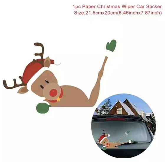 Наклейки на вікна для автомобілів новорічні "Олень" - розмір наклейки 26*20см та рука 20*3 см Київ