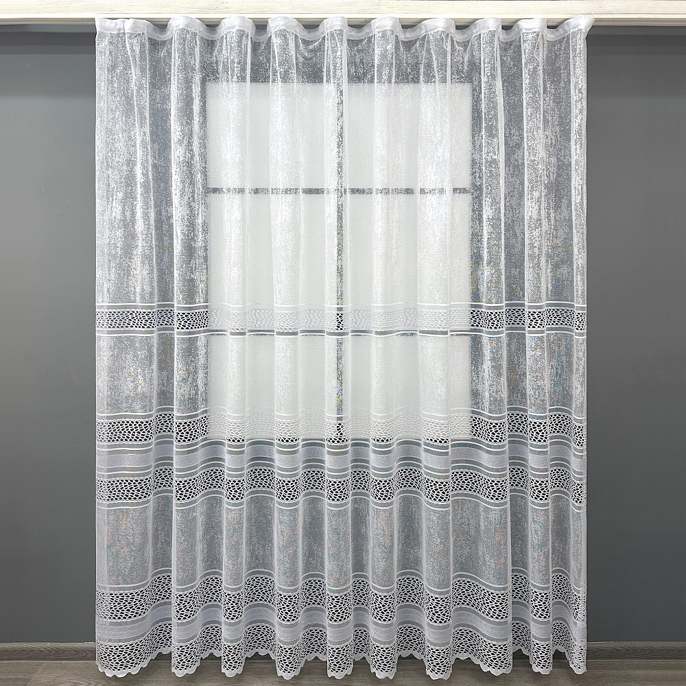 Короткий тюль жакард, висотою 2м, колір білий 1941т Київ - фото 7