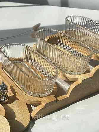 Набір для зберігання "Три ведмеді" скляна з бамбуковою кришкою та підставкою 350 мл Київ