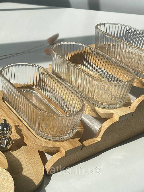 Набір для зберігання "Три ведмеді" скляна з бамбуковою кришкою та підставкою 350 мл Київ - фото 6