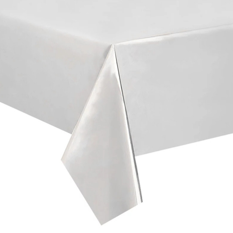 Скатерть клеенка из фольги 270 на 100 см серебристый Киев - изображение 5