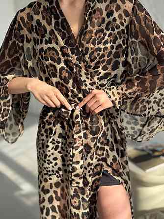 Довгий шифоновий халат Леопард L/2XL Харьков