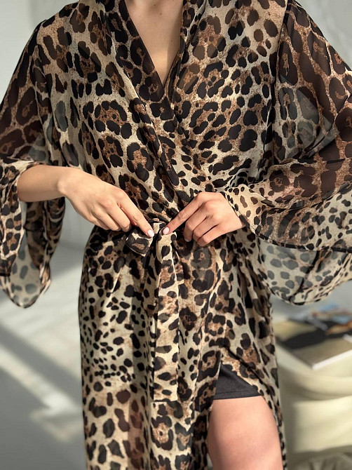 Довгий шифоновий халат Леопард L/2XL Харків - фото 6