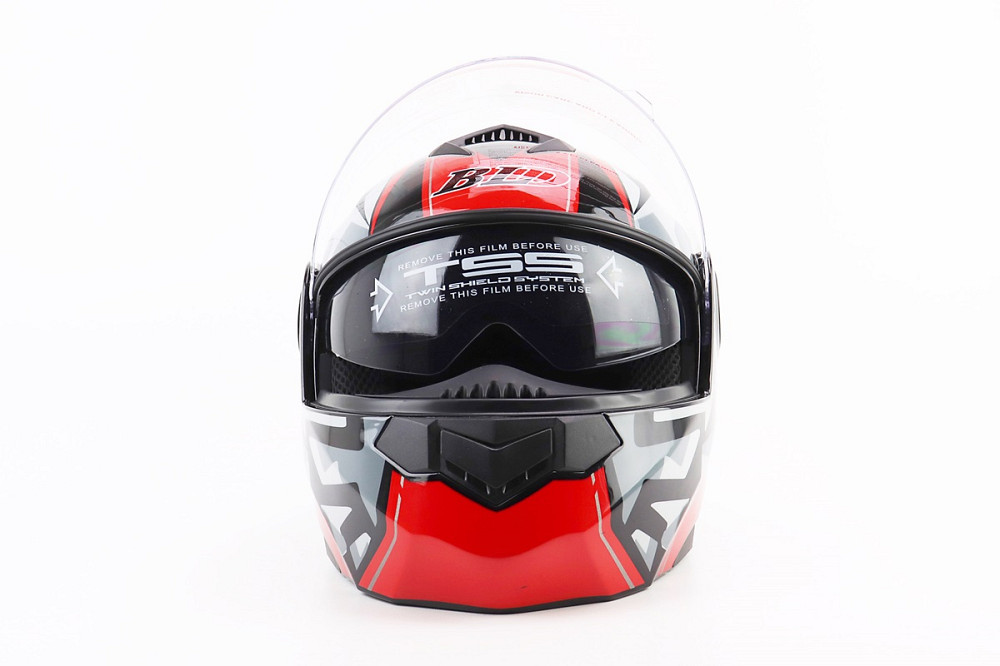 Шолом модуляр, закритий з відкидним підборіддям+відкидні окуляри BLD-159 L (59-60см), ЧОРНО-ЧЕРВОНИЙ Київ - фото 6