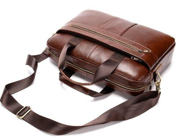 Деловая мужская сумка из зернистой кожи Vintage 14836 Коричневая Киев - изображение 3