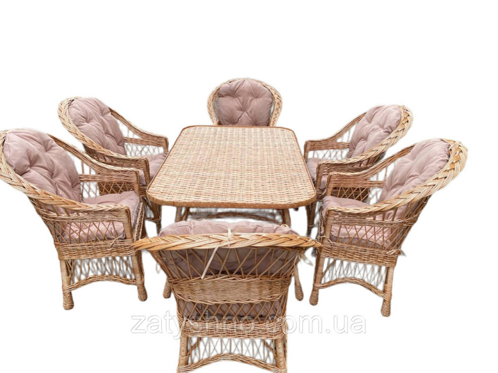 Плетені меблі з великим столом та 6 кріслами Київ - фото 8