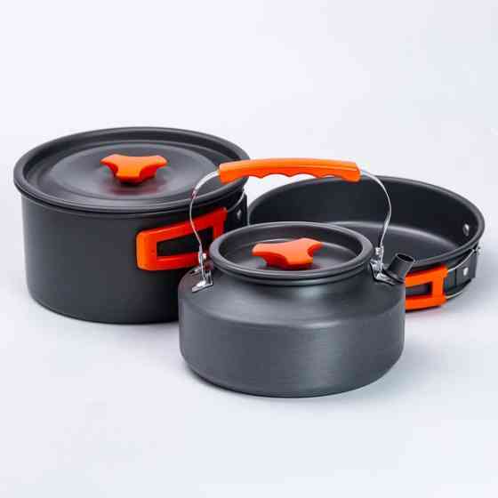 Посуда в поход, Столовый походной набор посуды, Набор посуды для похода чайник сковорода кастрюля KD-51 Ивано-Франковск