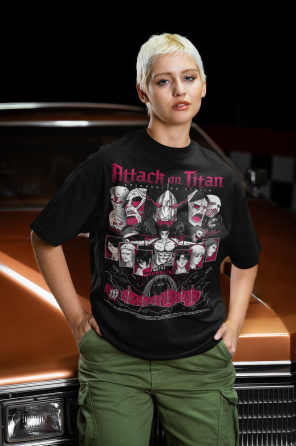 Футболка аниме Атака титанов оверсайз (S/M/L) Черний AnimeJ0626 Днепр