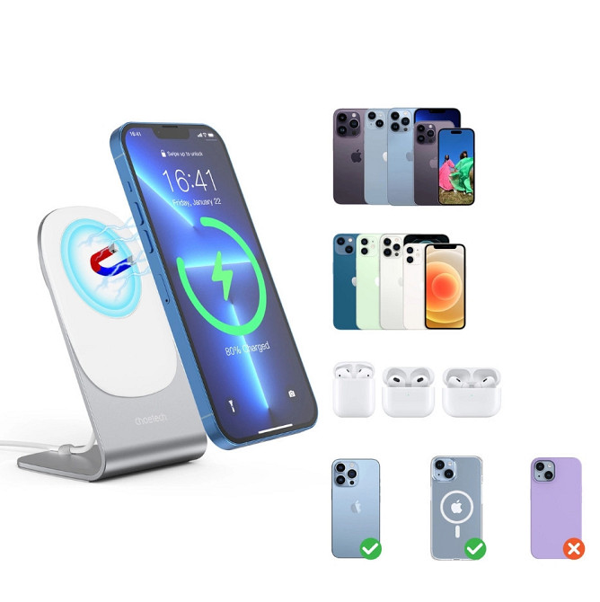 Бездротовий зарядний пристрій Choetech T518-F 15 W + підставка-тримач ( Білий ) Харьков - изображение 9