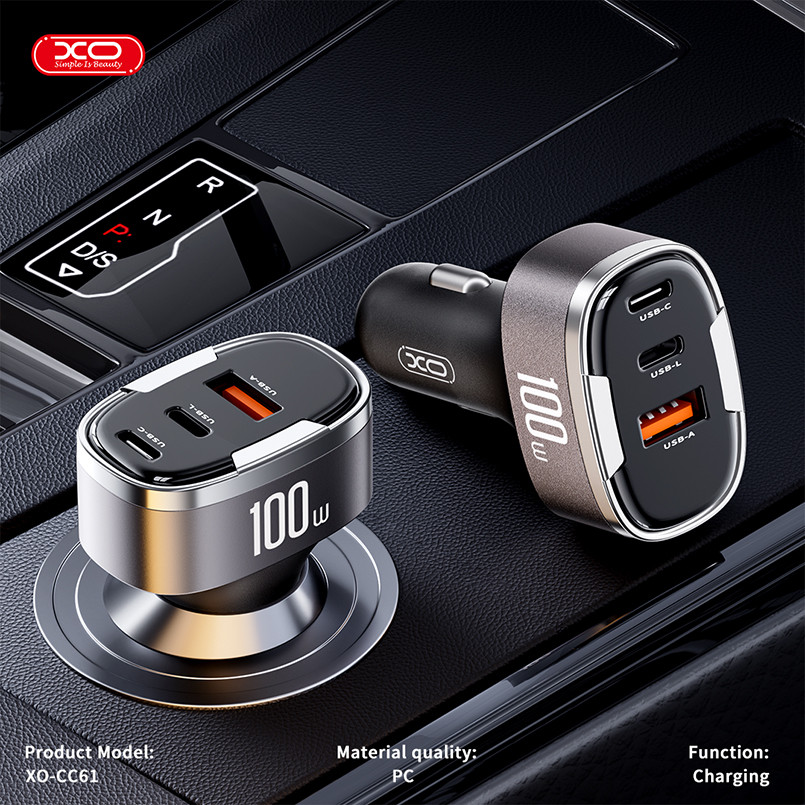 Автомобільний зарядний пристрій XO CC61 Smart USB/Type-C/Lightning 100W срібний Львів - фото 7