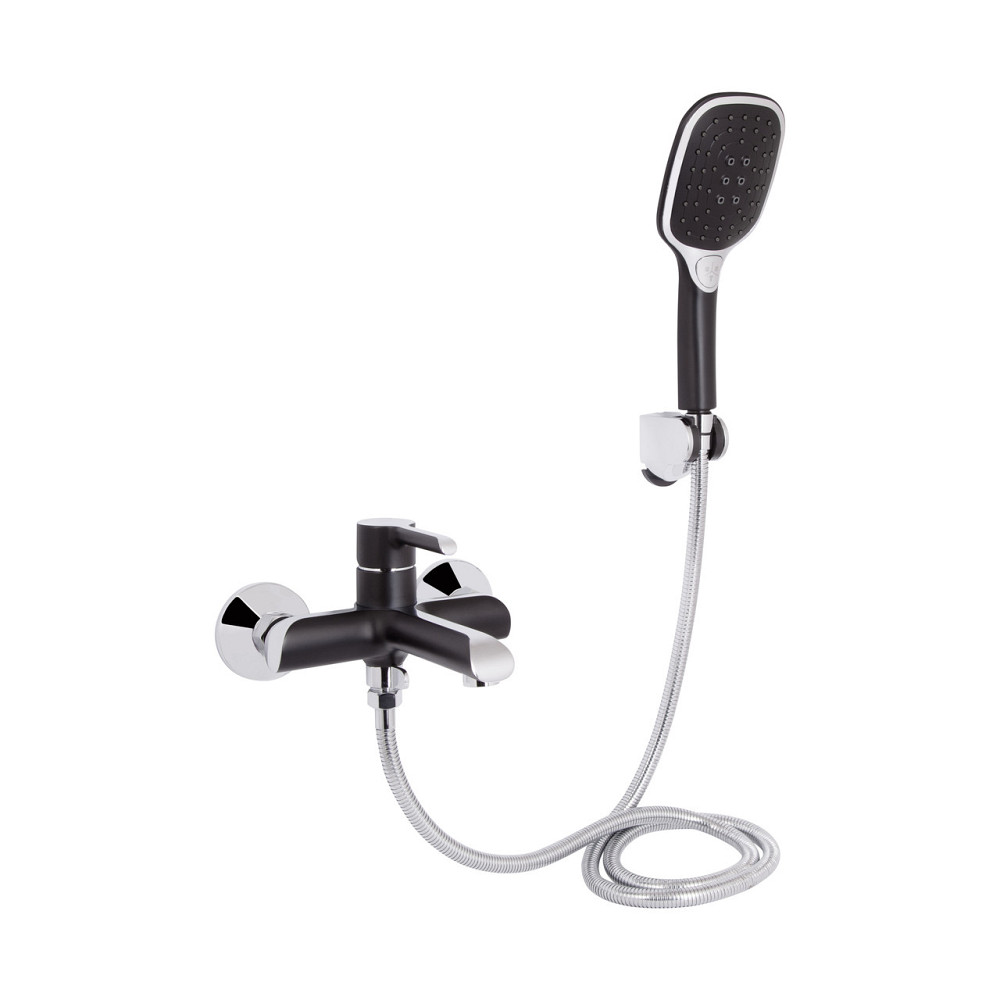 Смеситель для ванны Qtap Grand (c душевым гарнитуром) QTGRABCR006 Chrome/Black Киев - изображение 1