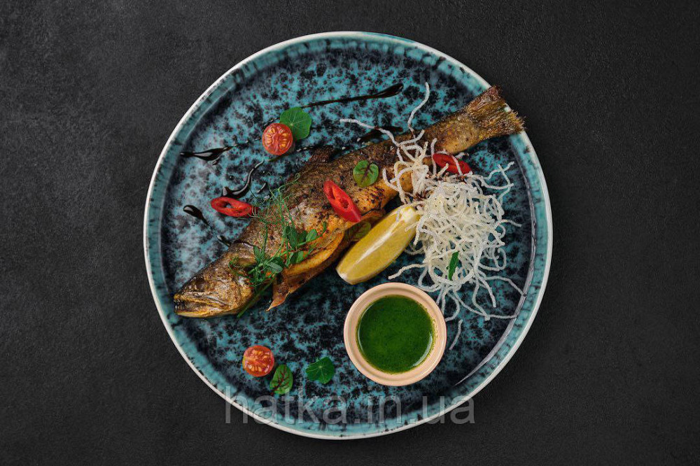 Тарілка Olens "Totem" 27 см кругла кераміка синя овальна для дому та ресторанів Київ - фото 2