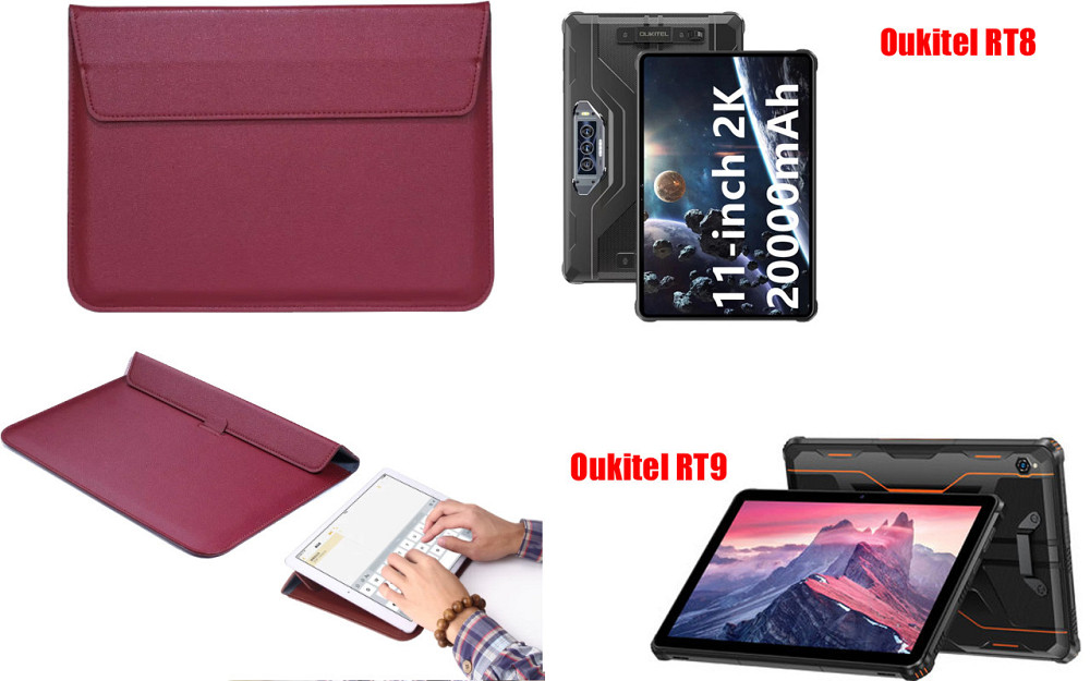 Чохол-конверт VitoCase для Oukitel RT8, Oukitel RT9, з функцією підставки для планшета Бордовий Київ - фото 1