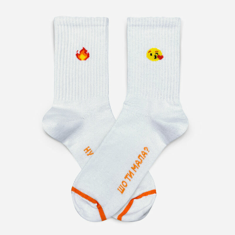 Шкарпетки Демісезонні вогник та смайл SMILEY Високі Білий 41-43 Суми - фото 1