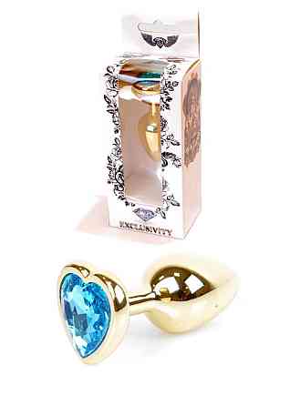 Анальна пробка - Jewellery Gold Heart Plug Light Blue Sex Aura Київ