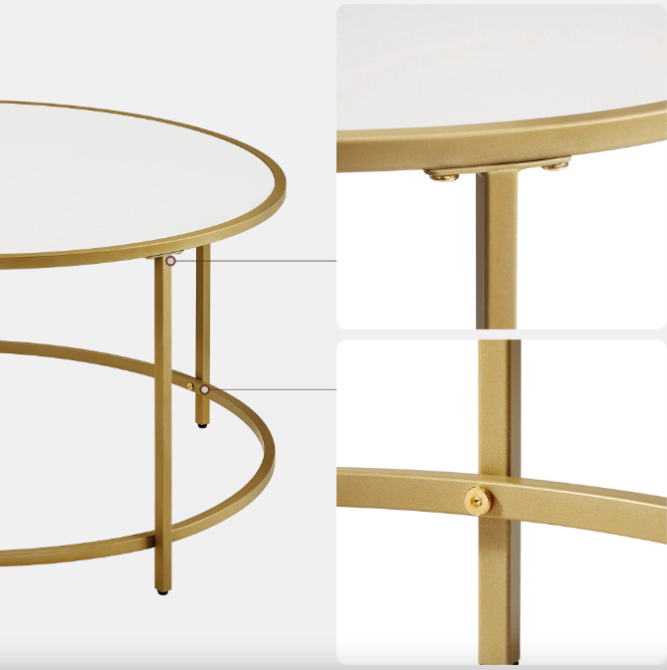 Журнальний столик Leobert Oskar круглий із мармуровою стільницею золото Киев - изображение 3