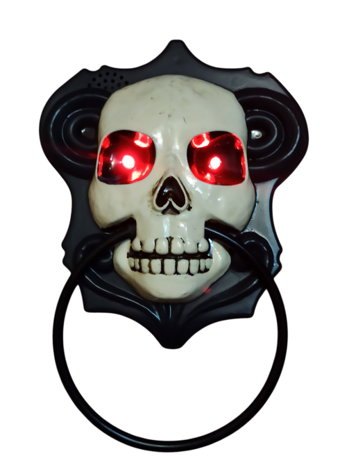 Дверний музикальний молоток Череп на Хелловін 24 на 16 см чорно-білий Київ - фото 4