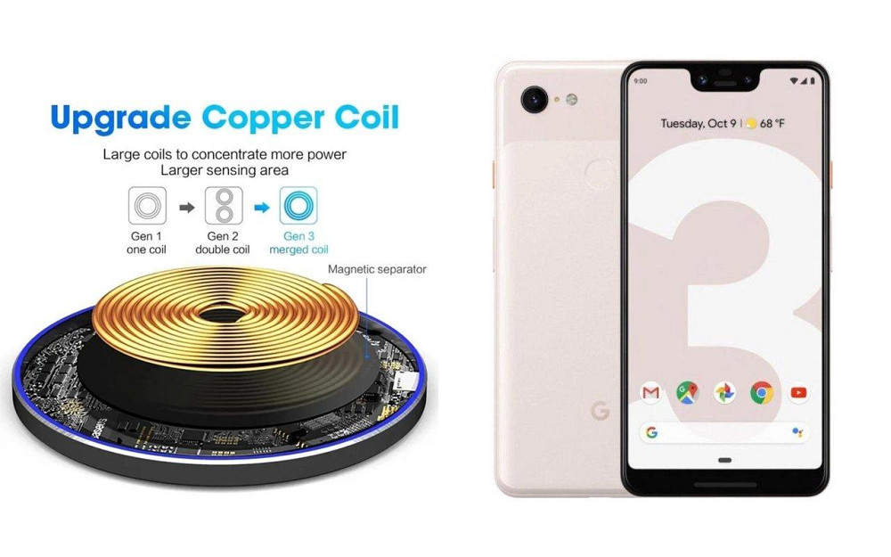 Бездротовий зарядний пристрій Copper до 30W для Google Pixel 4, Pixel 4 XL, USB-C, LED Київ - фото 2
