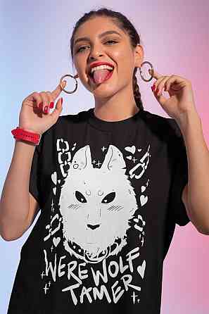 Футболка для мальчика аниме Вереволф Блакк Вхите Принт оверсайз (рост от 165 до 180 ) Черний AnimeJ0511m Днепр