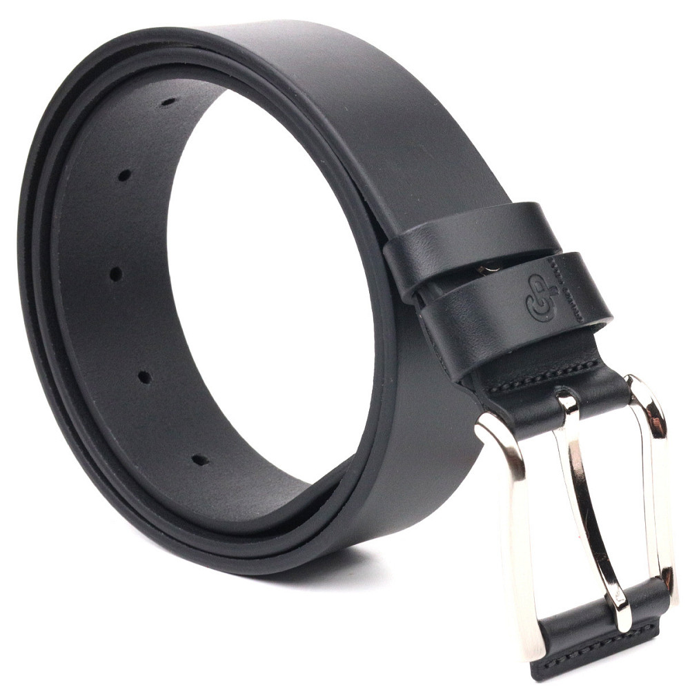 Добротный ремень для мужчин из натуральной кожи Grande Pelle 21466 Черный Киев - изображение 3