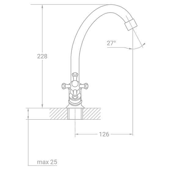 TAU Смеситель s85 ½" для кухни эконом на гайке TAU VN-1B160C (9885100) Київ