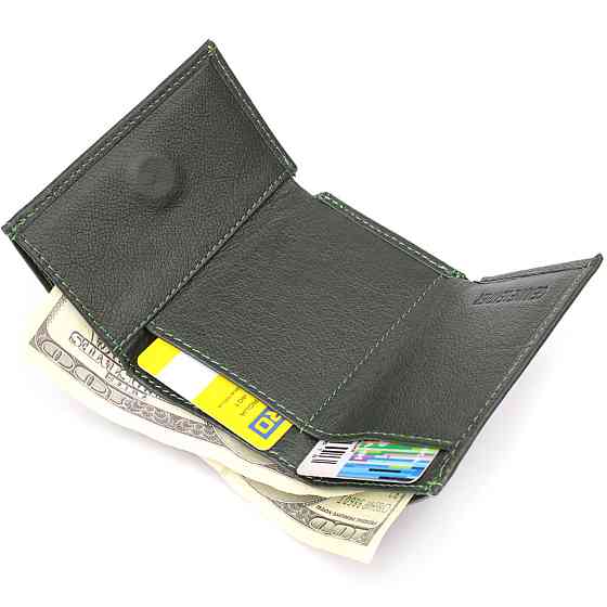 Жіночий мініатюрний гаманець із натуральної шкіри Зелений (ST Leather) Київ