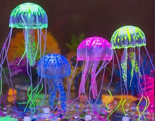 Светящиеся медузы для аквариума. Силиконовые декорации для аквариума Оранжевый Киев - photo 4