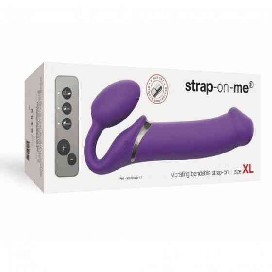 Безремневой страпон с вибрацией Strap-On-Me Vibrating Violet XL, диам. 4,7см, пульт ДУ, регулируемый Sex Aura Киев