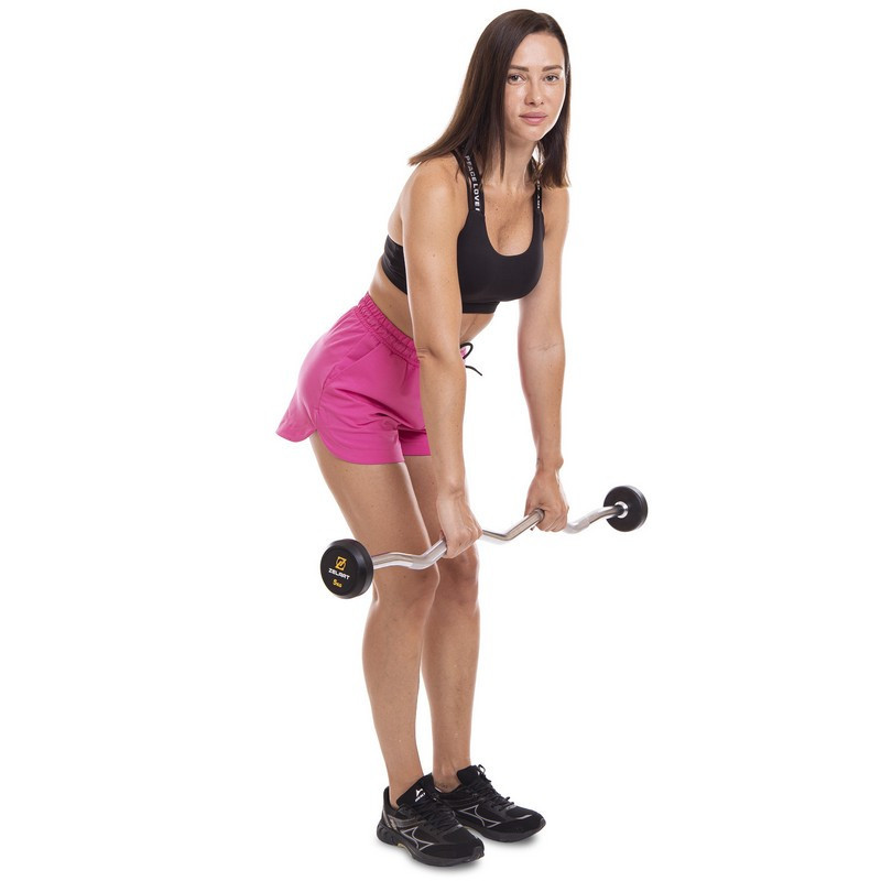 Штанга фіксована вигнута прогумована Zelart 2687-5 довжина 95 см 5 кг Київ - фото 7