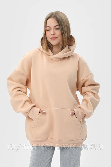 Худи оверсайз женское утепленное RAY OVERSIZE бежевое (U0404W-Cream) L/XL Киев - изображение 2