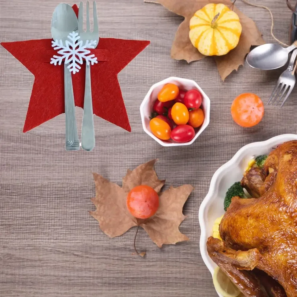 Новогодние кармашки для столовых приборов Звездочки 15 на 15 см красный Киев - изображение 11