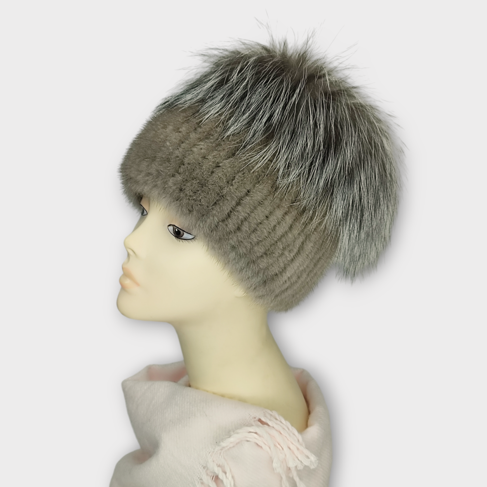 Норковая женская шапка кубанка Джесика Бежевый Харьков - изображение 3