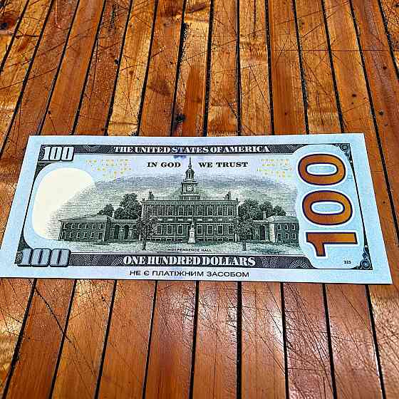 Доллары купюры по $100 нов. дизайна (синие), сувенир, игровые, пачка/80 банкнот Киев