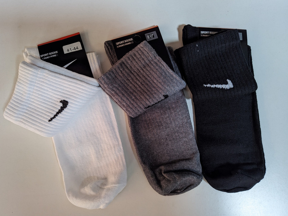 Набір чоловічих високих бавовняних шкарпеток 3 шт. в уп (Чорний, Білий, Сірий) Nike 3 36-40 Київ - фото 3