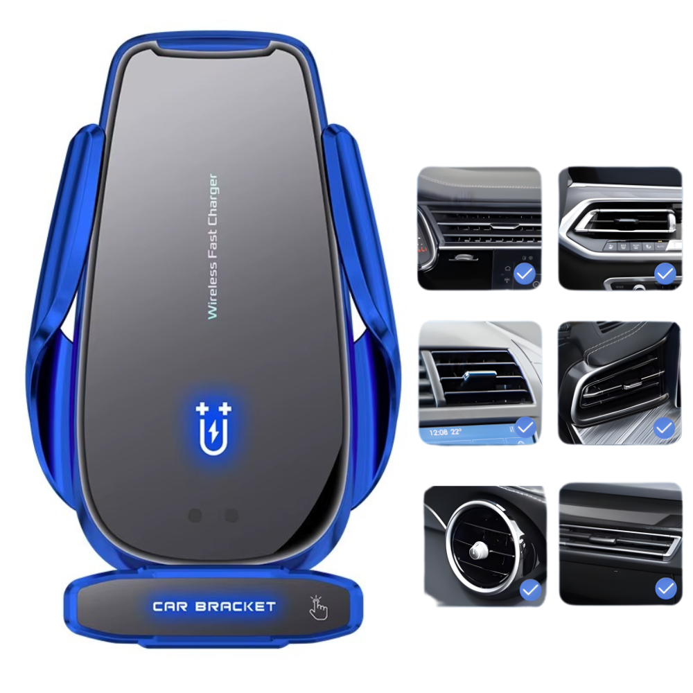 Держатель для телефона,автомобильный с беспроводной зарядкой 15W с функцией автоматического открытия ,синий Каменец-Подольский - изображение 1
