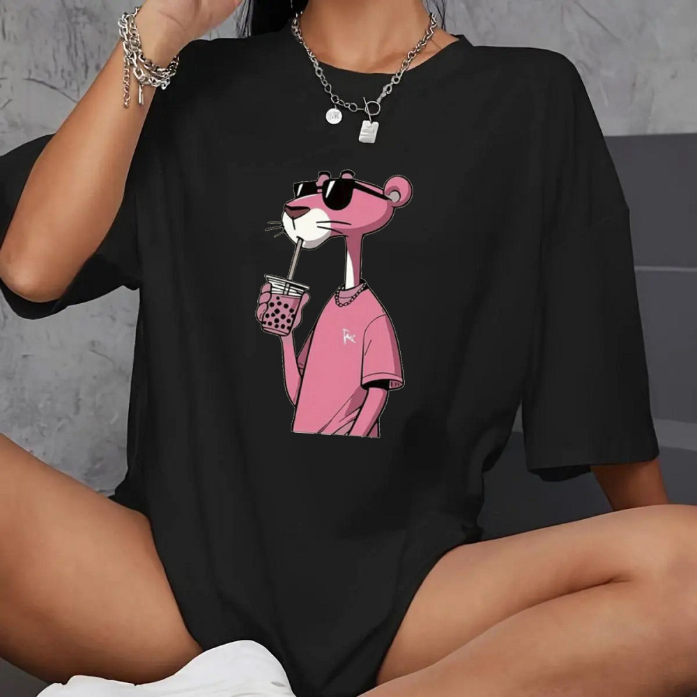 Футболка оверсайз жіноча довга з малюнком Чорний Малюнок 50/52 Харків - фото 1