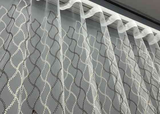 Тюль фатин с вышивкой и люрексом Цвет молочный с венге 1837т Киев