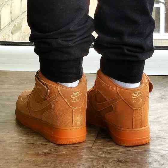 Кросівки Nike Force Високі Руді Жіночі Форси Замшеві Коричневі Найк (розміри: 37,38,39,40,41) Дніпро