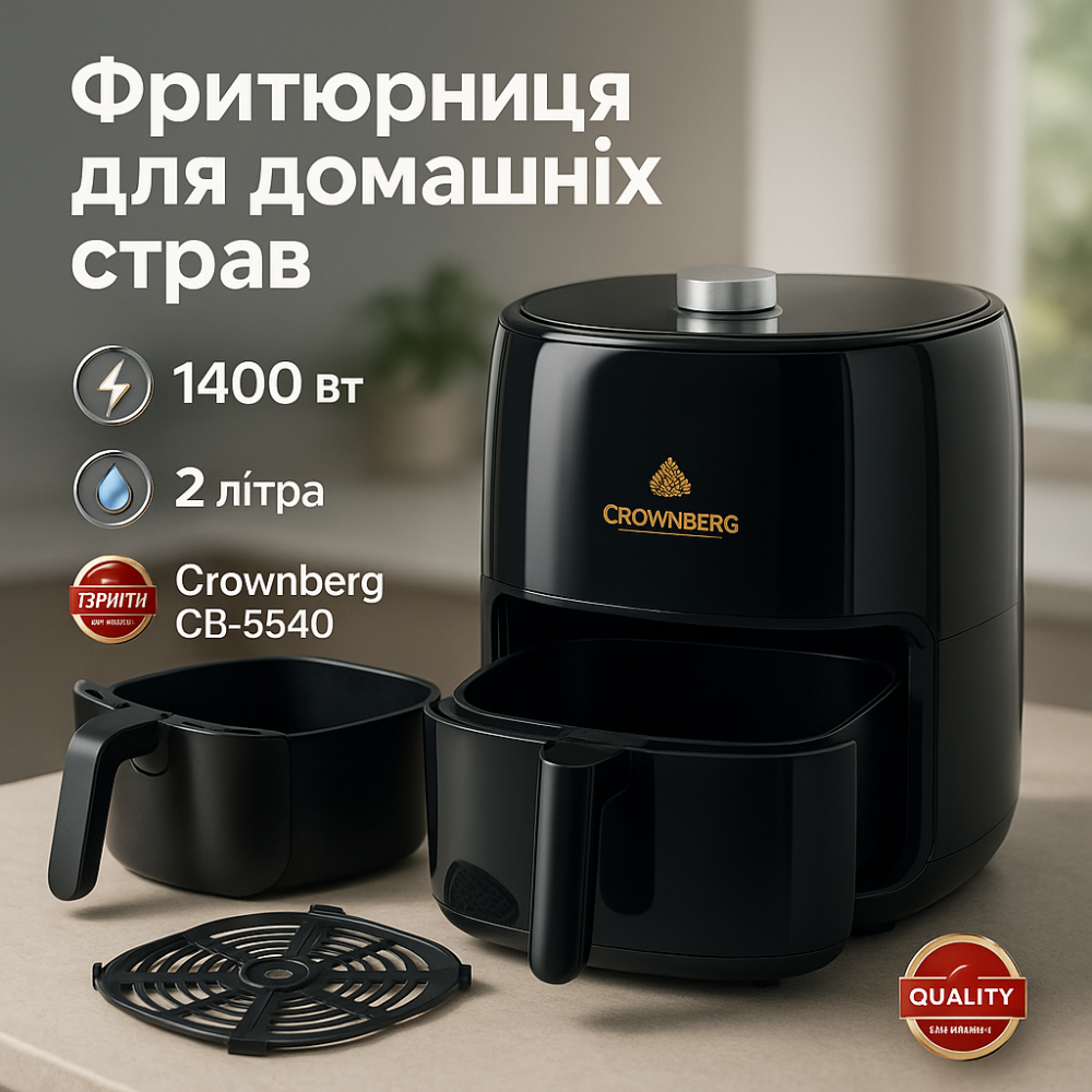 Фритюрница для вкусных и полезных блюд Crownberg CB-5540 2л 1400Вт, Мультипечь для запеканок YH-90 Львов - изображение 16