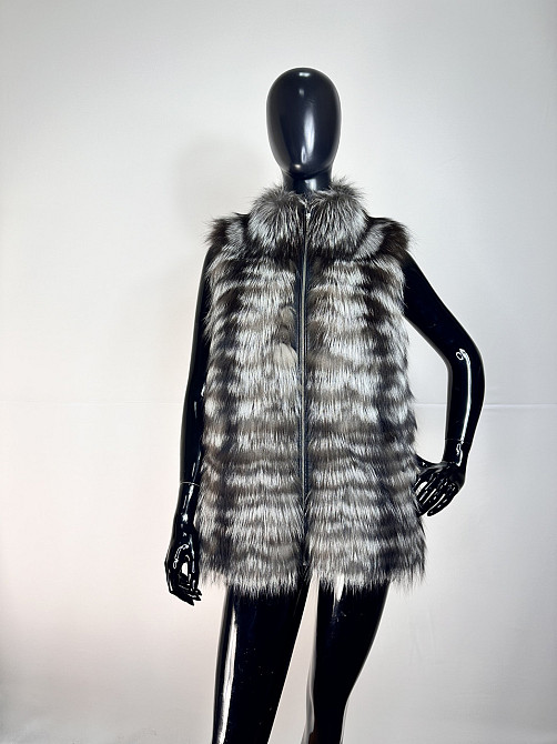 Жилетка хутряна жіноча з чорнобурки Сірий 48 Харків - фото 1