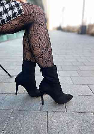 Черевики жіночі SEE SEVEN чорні замша натуральна каблук 9 см высота 15 см (5753) Коломия