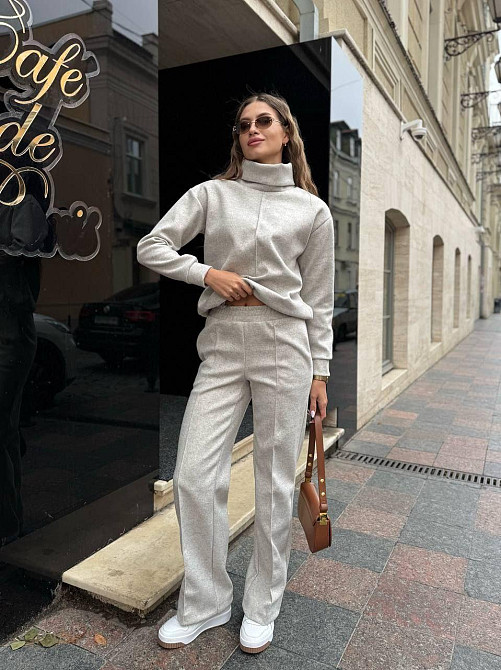 Женский стильный костюм двойка Ангора-кашемир Серый, 50/52 Одесса - изображение 3