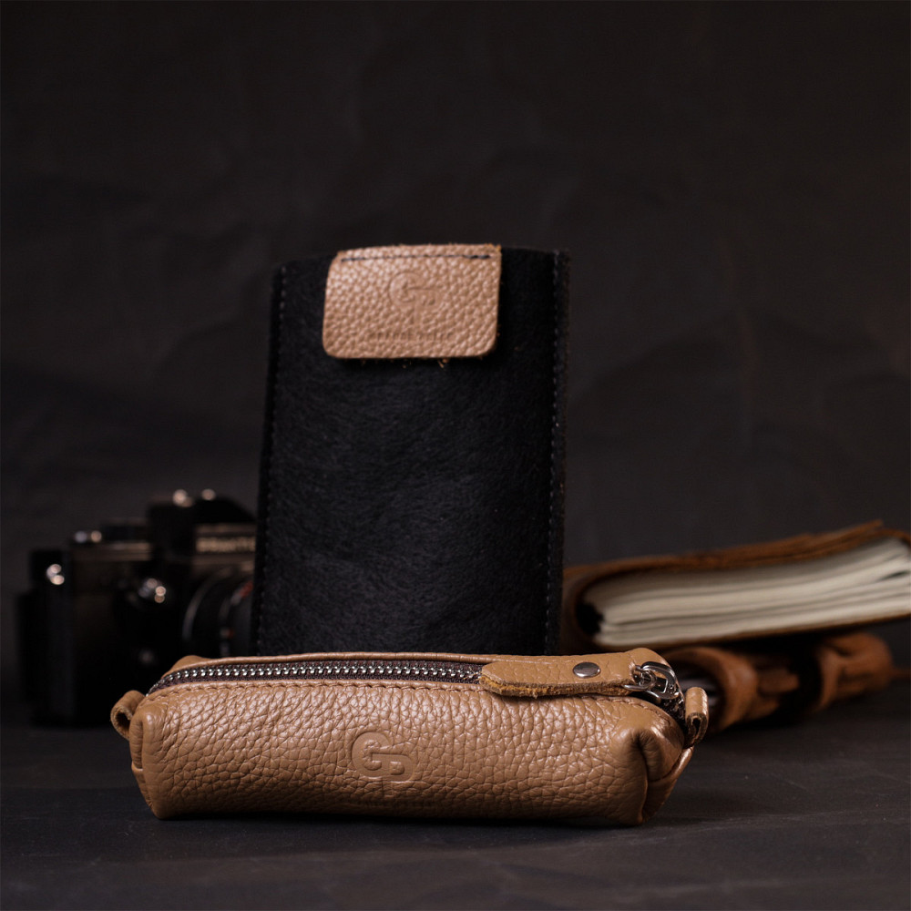 Оригінальна жіноча шкіряна ключниця Бежевий (GRANDE PELLE) Київ - фото 4